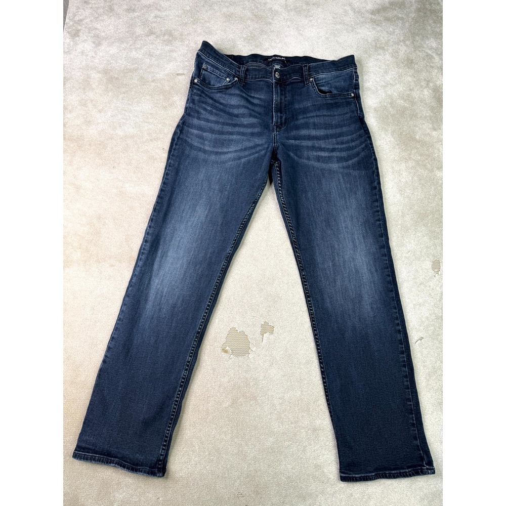 Calvin Klein CKJ 035 Straight Jeans Mens 36x32 Blue Denim Dark Wash Mid Rise